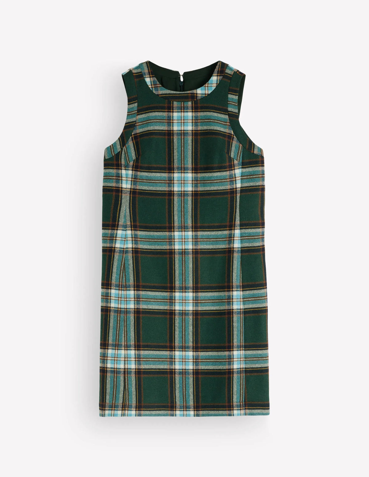 Lou Wool Check Shift Dress-Green, Navy and Teal Check