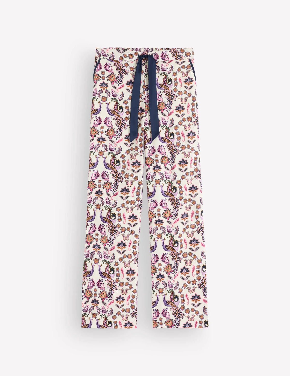 Cotton Pajama Pants-White Peacock