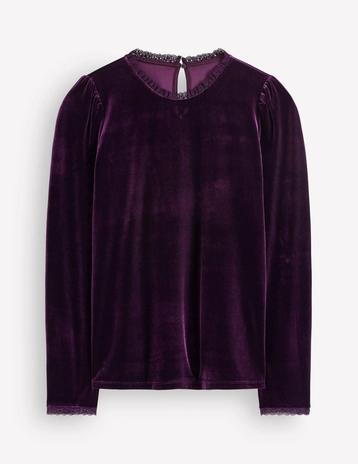 Lace Trim Velvet Top-Night Shade