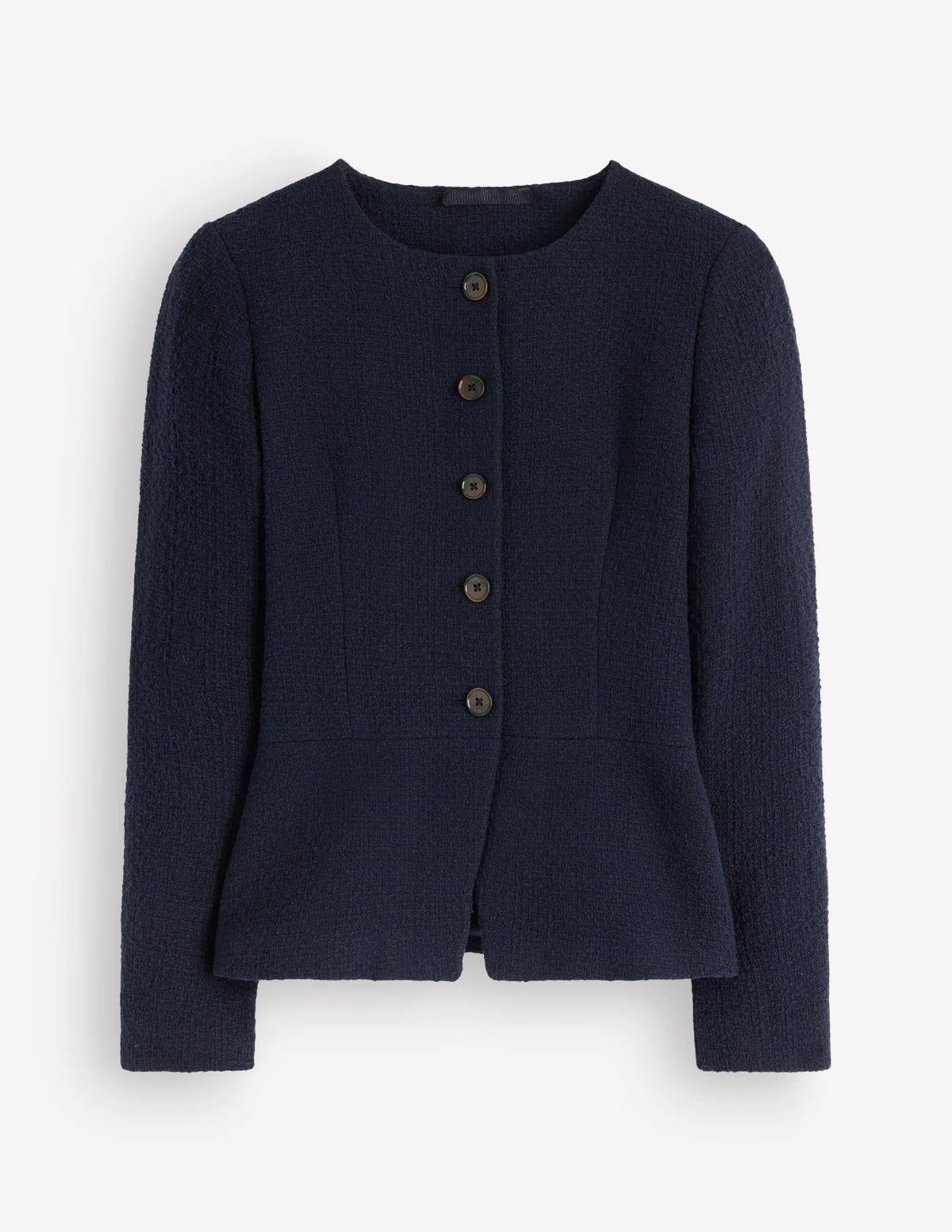 Collarless Tailored Blazer-Navy