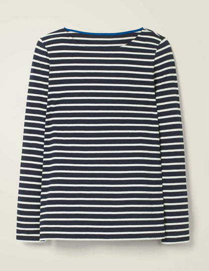 Long Sleeve Breton Top-Navy / Ivory Stripe