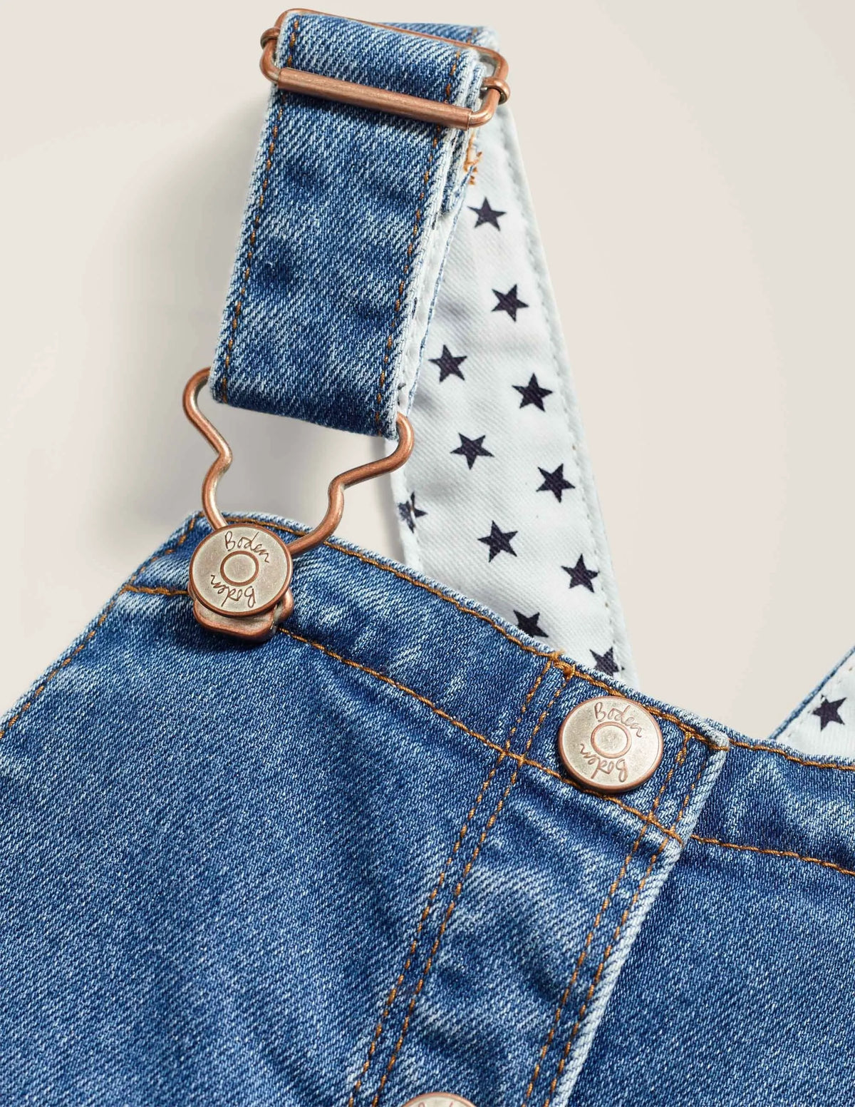 Button Through Overall Dress-Mid Vintage Denim