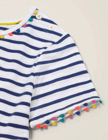 Charlie Pom Jersey Dress-Indigo Navy/Ivory