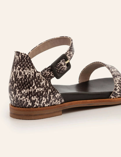 Katie Comfort Sandals-Black/White Snake
