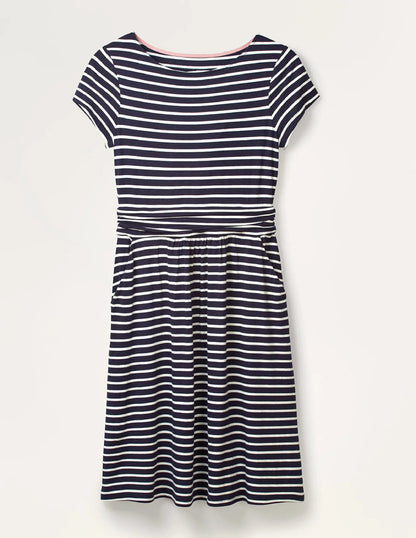 Amelie Jersey Dress-Navy/Ivory