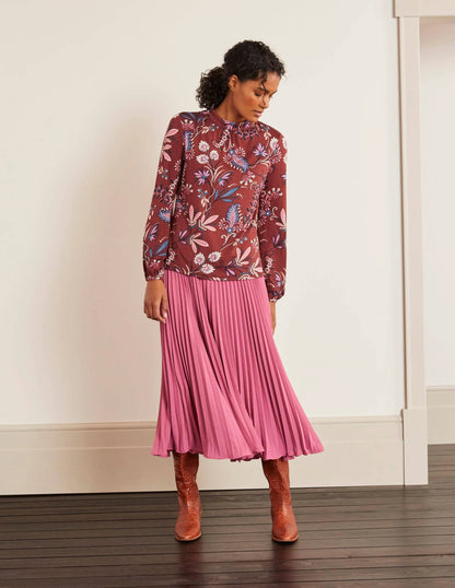 Natasha Jersey Top-Maroon, Heritage Bloom