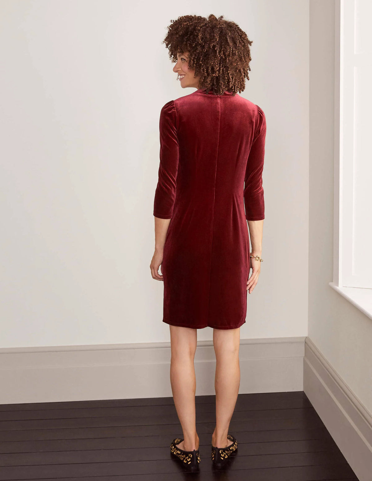 Livia Velvet Shift Dress-Ruby Ring