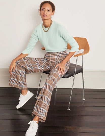 Wesley Wool Pants-Brown and Coral Check