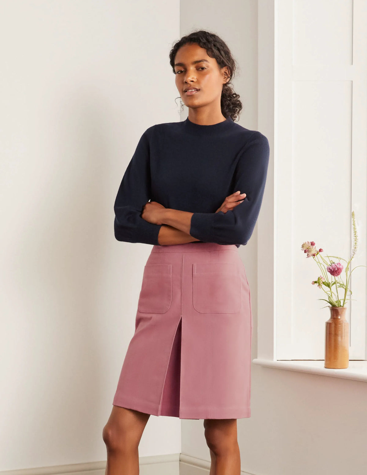 Auria Moleskin Skirt-Dusty Rose