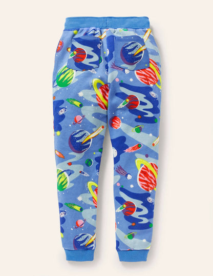 Printed Joggers-Bright Blue Space