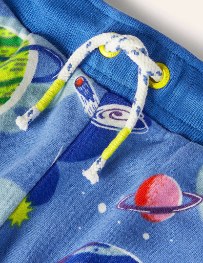 Printed Joggers-Bright Blue Space