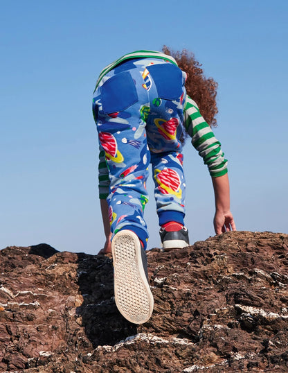 Printed Joggers-Bright Blue Space