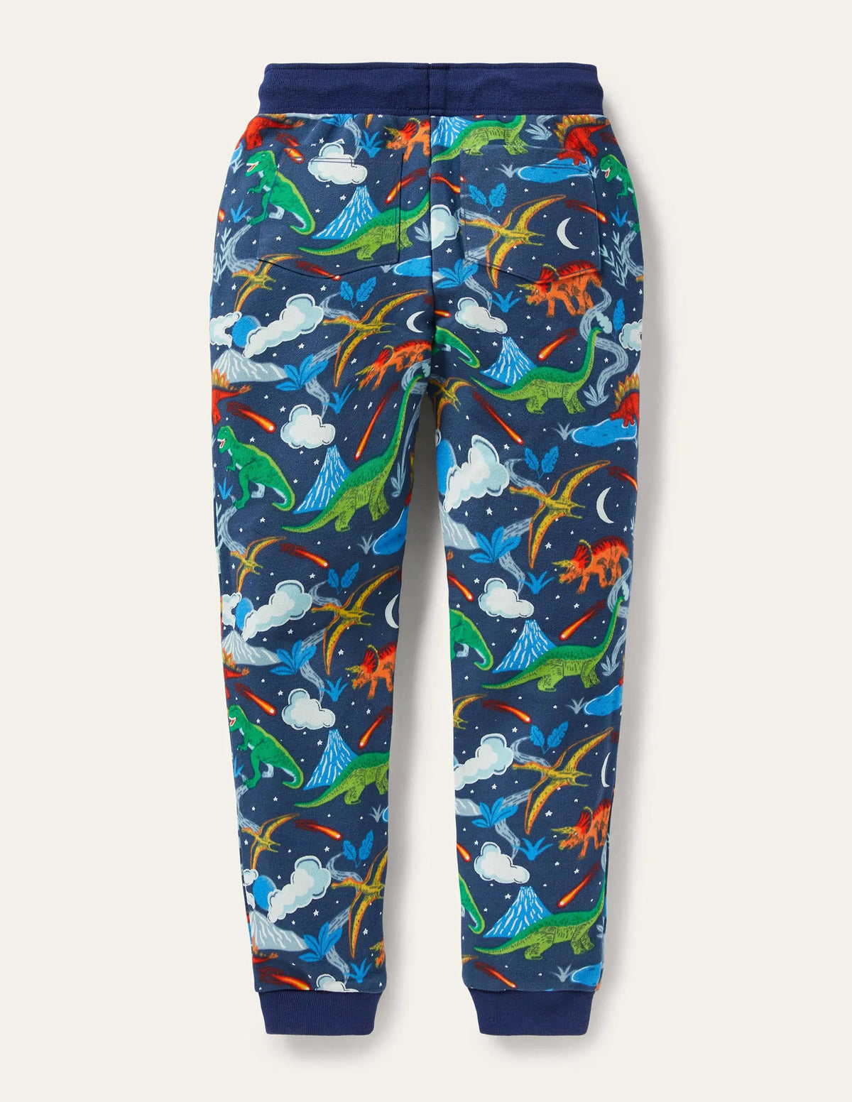 Printed Joggers-Stormy Blue Dinosaurs