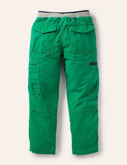 Cosy Lined Cargo Pants-Highland Green