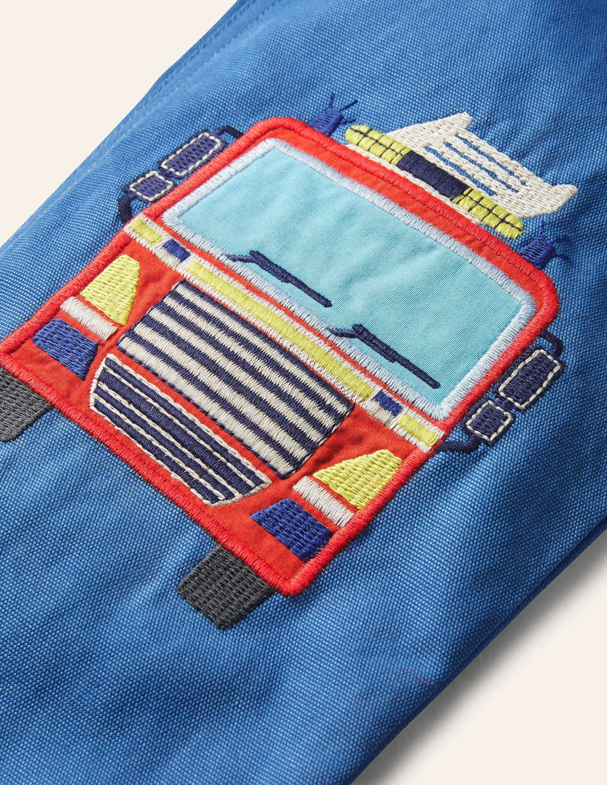 Appliqué Pull-on Pants-Elizabethan Blue Fire Engine