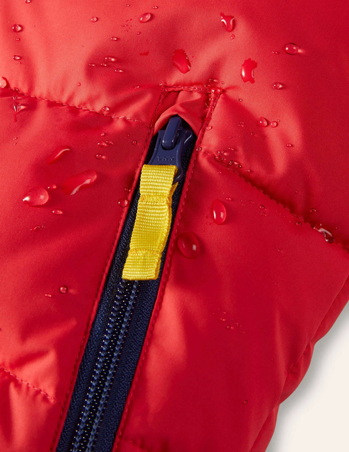Water Resistant Padded Jacket-Rockabilly Red/Navy Rainbow