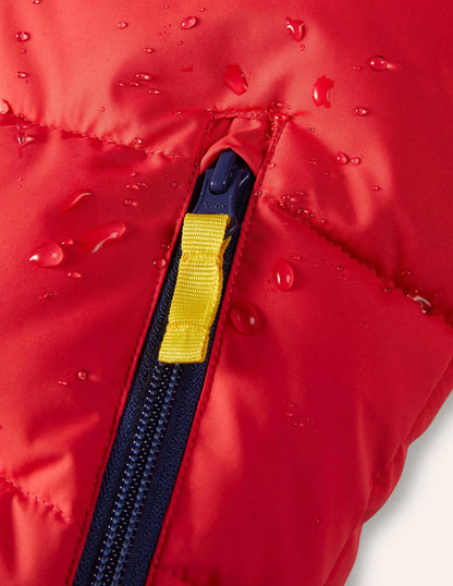 Water Resistant Padded Jacket-Rockabilly Red/Navy Rainbow