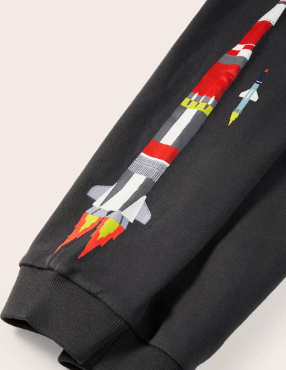 Graphic Space Joggers-Smoke Grey Rockets