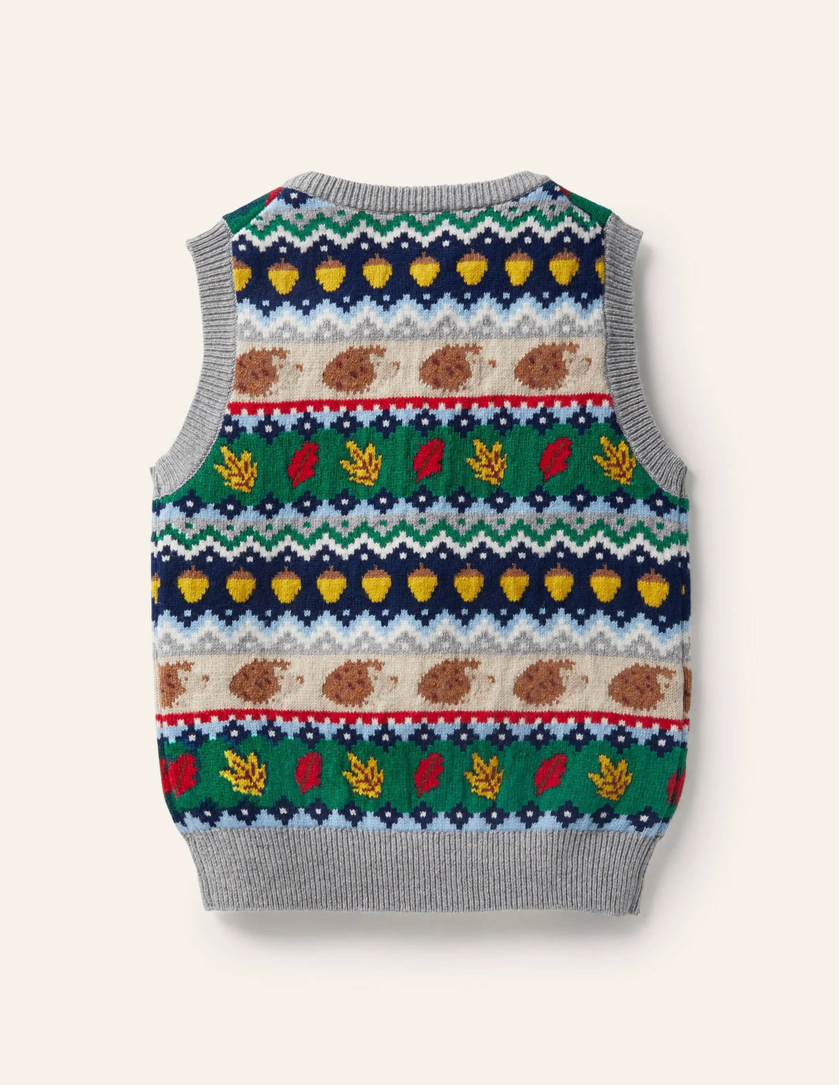 George Sweater Vest-Grey Marl/Woodland