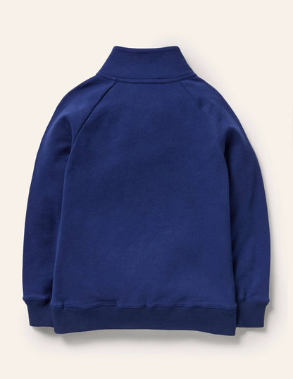 Cosy Appliqué Half-zip Sweater-Starboard Blue Space