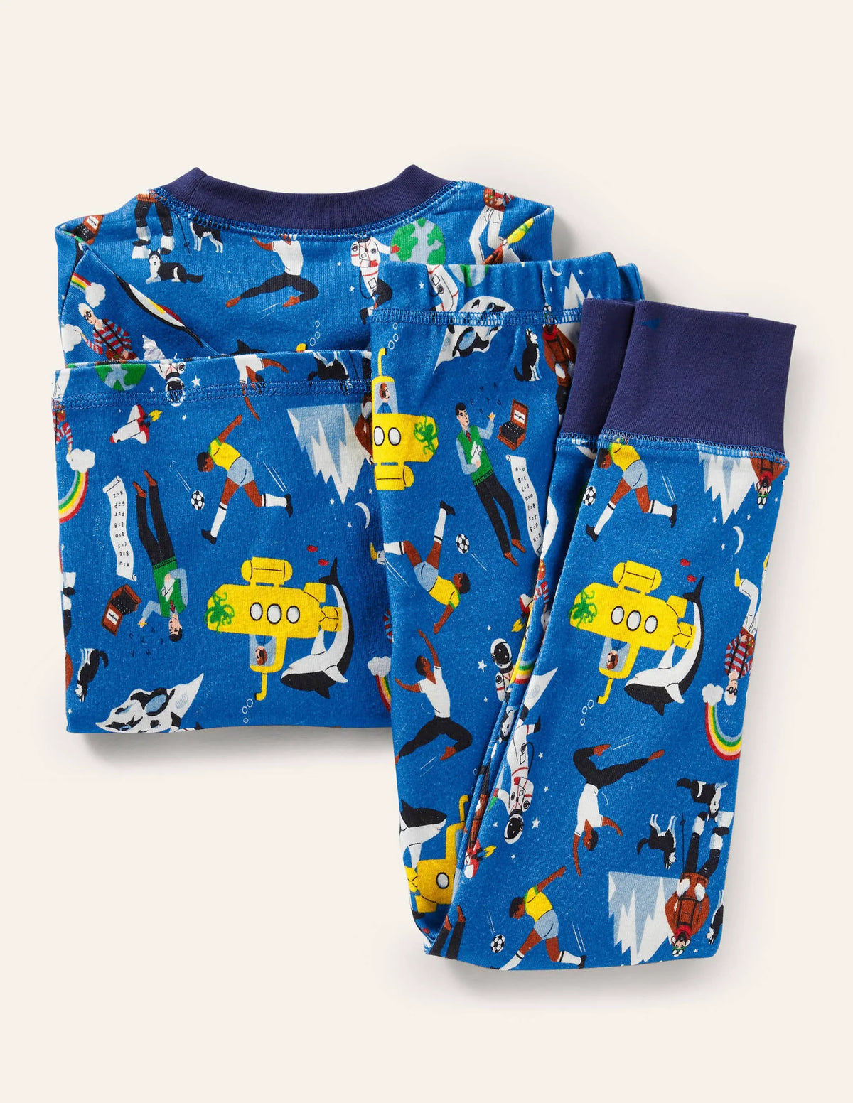 Snug Long John Pajamas-Moroccan Blue Leaders