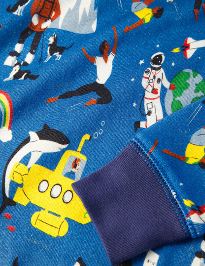 Snug Long John Pajamas-Moroccan Blue Leaders