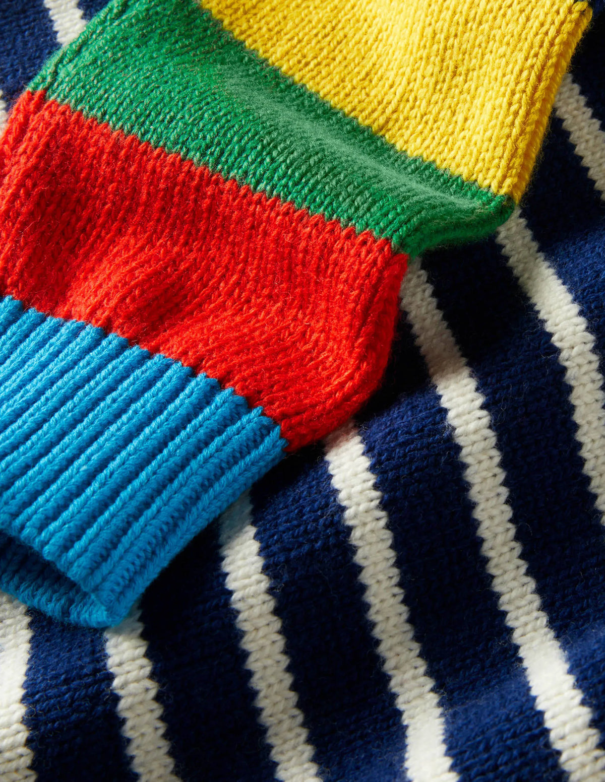 Colourblock Crew Sweater-College Navy/Rainbow