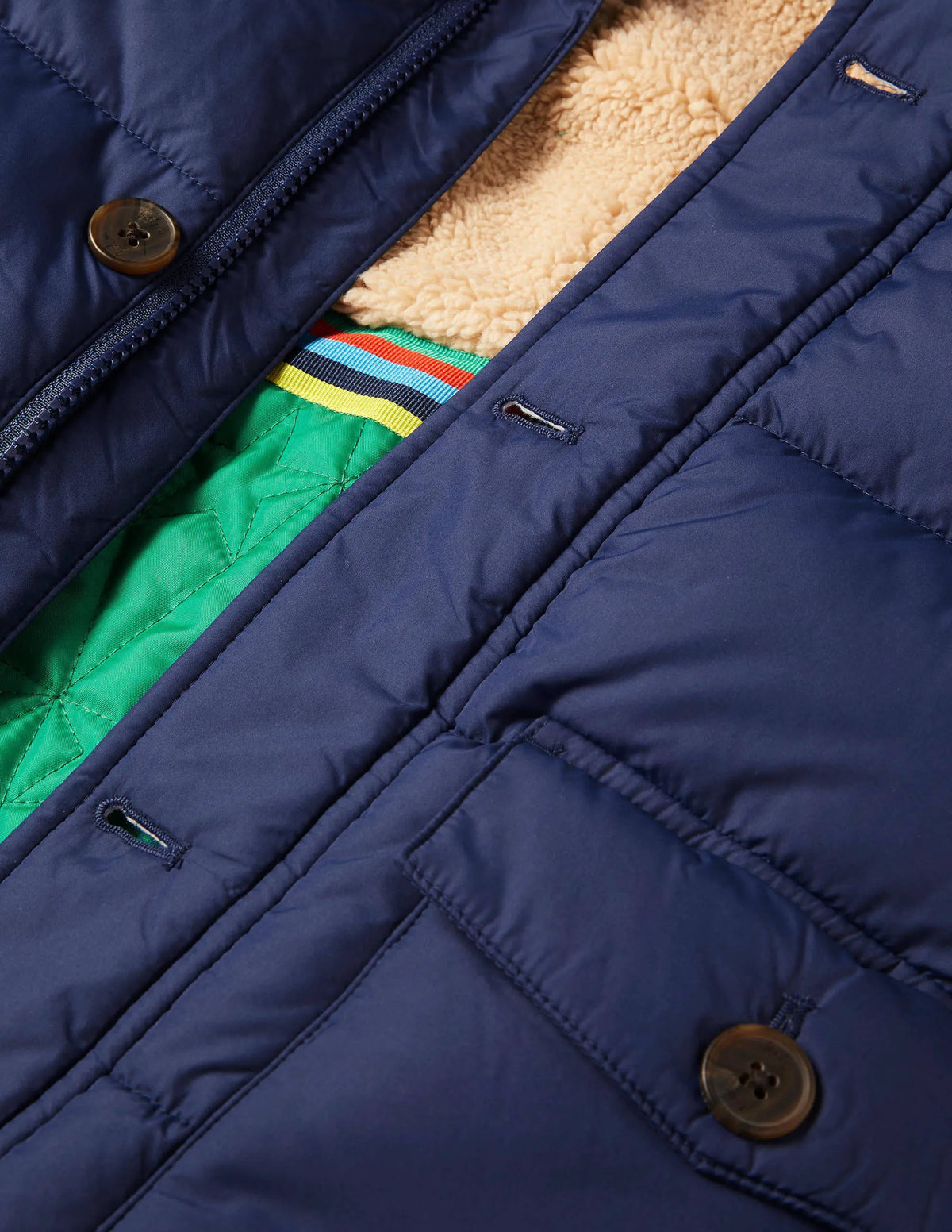Longline Padded Jacket-College Navy
