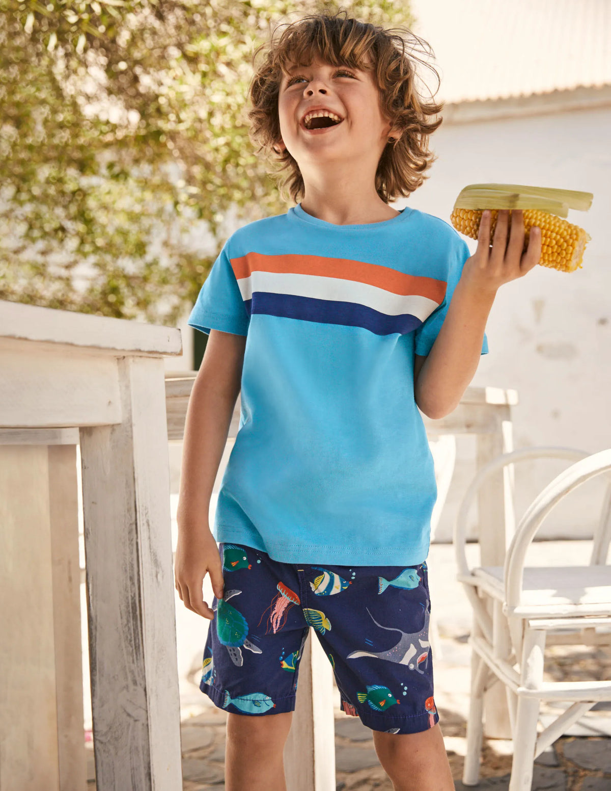 Fun Vacation Shorts-College Blue Under-the-sea