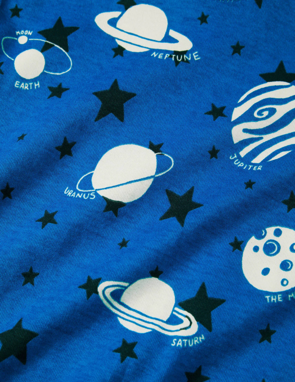 Snug Glow-in-the-dark Pajamas-Bold Blue Glow Planets