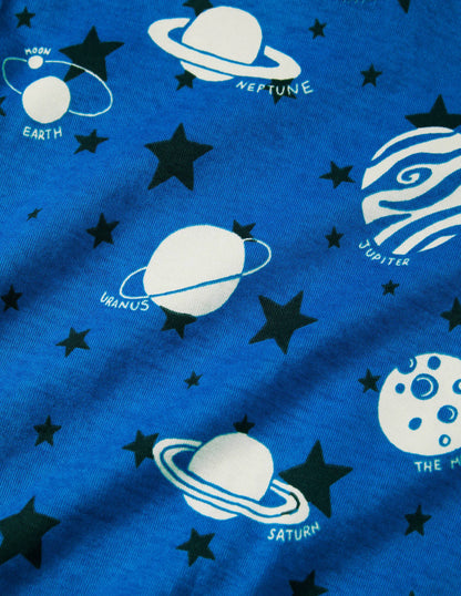 Snug Glow-in-the-dark Pajamas-Bold Blue Glow Planets