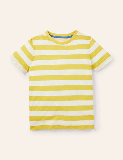 Slub Washed T-shirt-Bright Yellow/Ivory