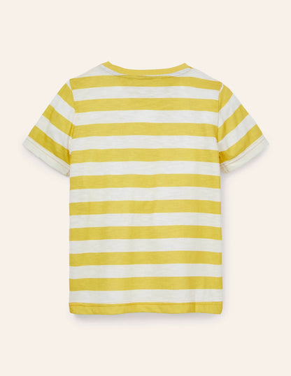 Slub Washed T-shirt-Bright Yellow/Ivory