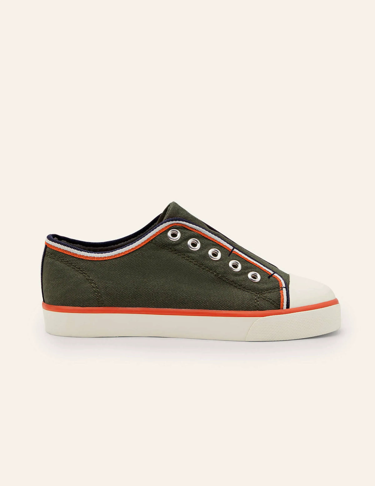 Laceless Canvas Plimsolls-Khaki