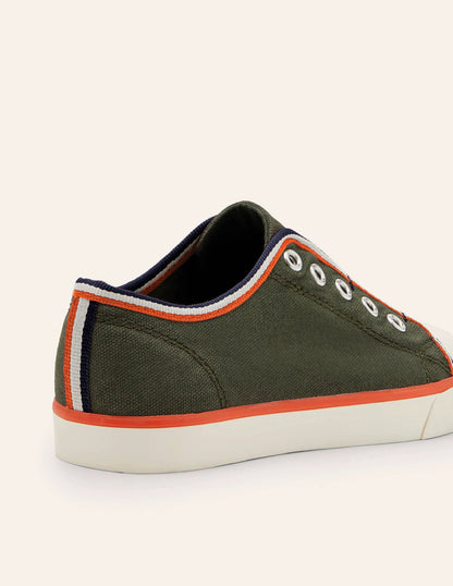 Laceless Canvas Plimsolls-Khaki