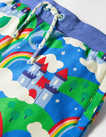 Printed Joggers-Blue Rainbow Dragon Sky