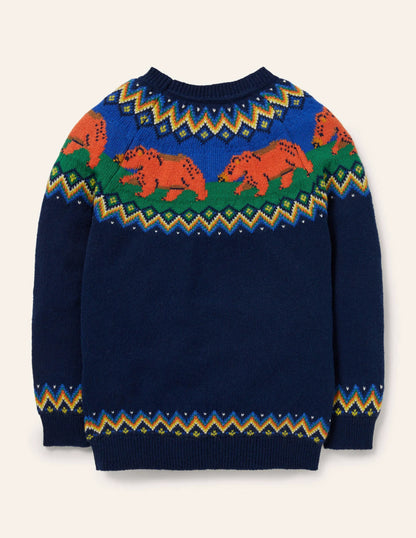 Fair Isle Crew Sweater-College Navy Bears