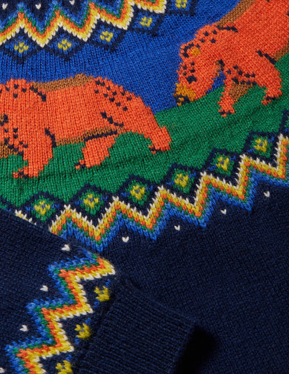 Fair Isle Crew Sweater-College Navy Bears