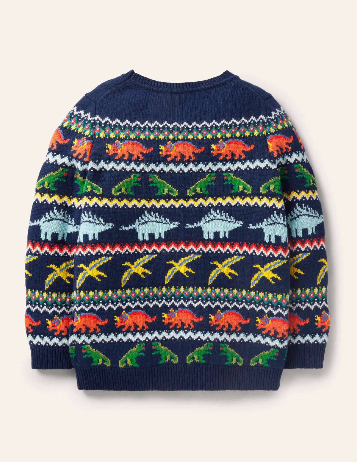Fair Isle Crew Sweater-College Navy Dinosaurs