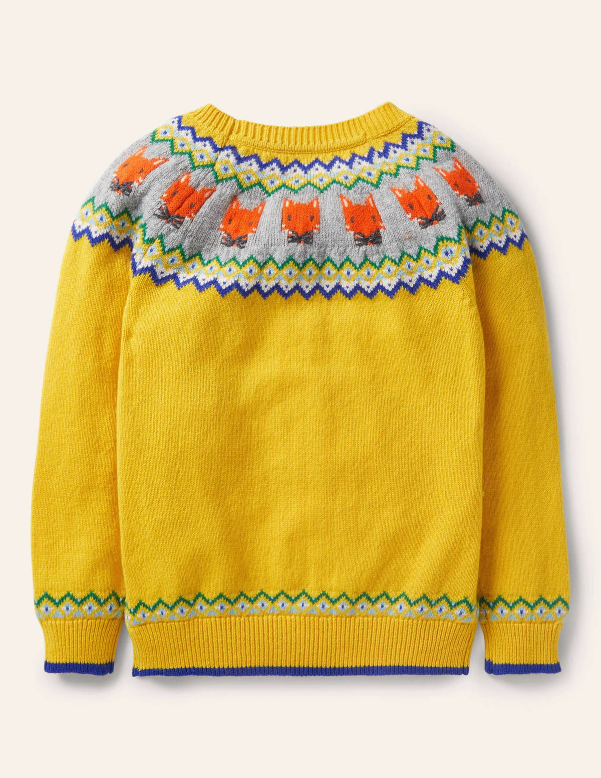 Fair Isle Crew Sweater-Honeycomb Yellow Foxes