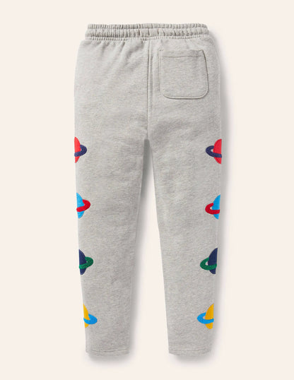 Appliqué Joggers-Grey Marl Space Planets