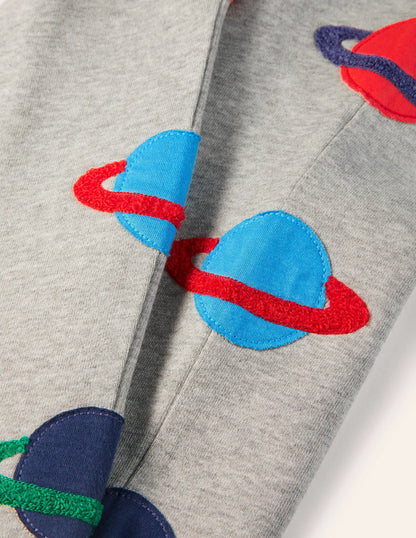 Appliqué Joggers-Grey Marl Space Planets