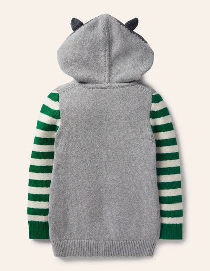 Woodland Knitted Hoodie-Grey Marl Badger