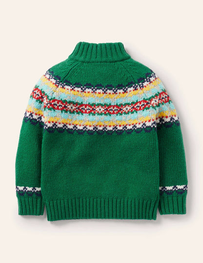 Half-zip sweater-Highland Green Fair Isle