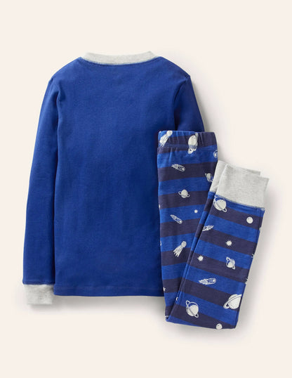 Snug Glow-in-the-dark Pajamas-Brilliant Blue Astronaut