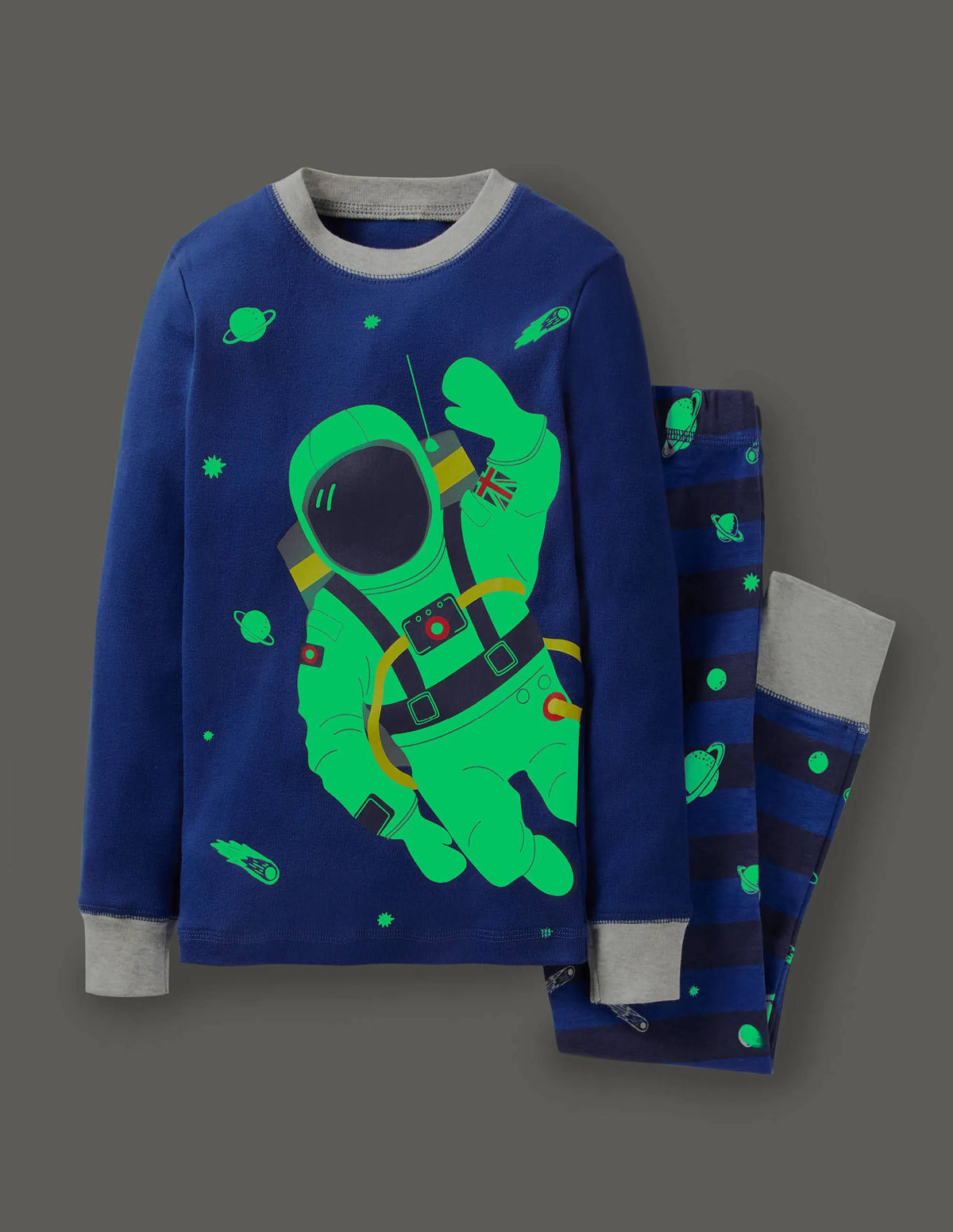 Snug Glow-in-the-dark Pajamas-Brilliant Blue Astronaut