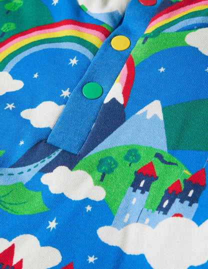 Reversible Henley Sweatshirt-Starboard Blue/Magical Castle