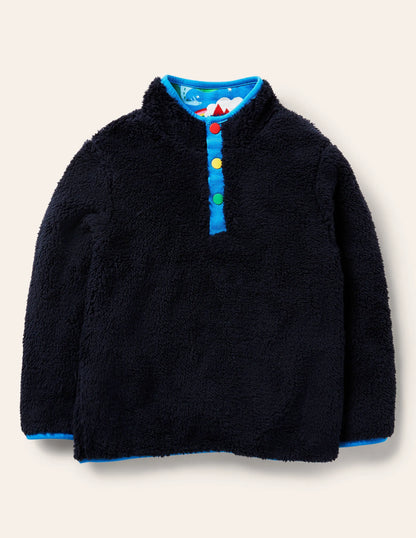 Reversible Henley Sweatshirt-Starboard Blue/Magical Castle