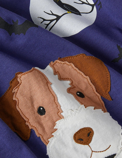 Halloween Appliqué T-shirt-College Navy Sprout