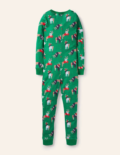 Cosy Sleep All-in-one-Forest Green Reindeer